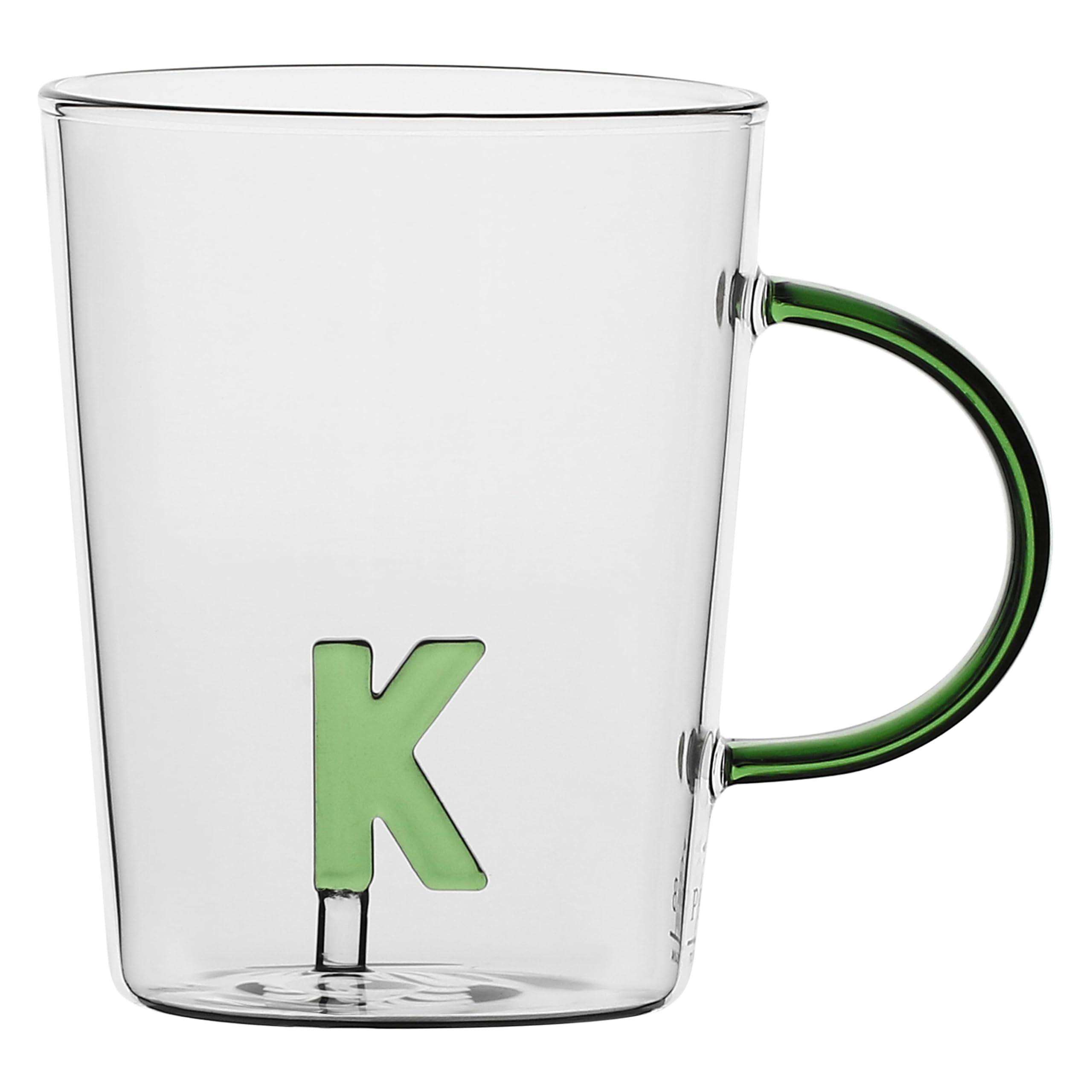 LA PORCELLANA BIANCA - Lettera K Mug in Borosilicate Glass, Capacity 400 cc, Allalettera Collection