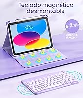 Vista 4 de Hamile Funda para iPad de 11ª y 10ª generación con teclado - 7 colores retroiluminados Inalámbricos Desmontable Folio Funda de teclado con soporte