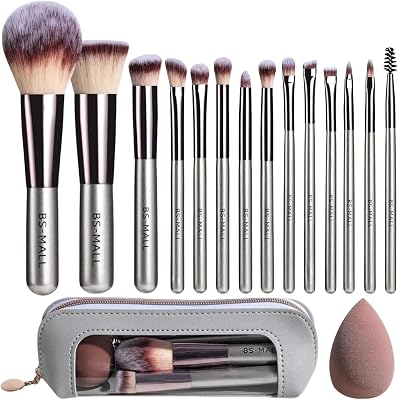 Travel Makeup Brush Set with Case & Sponge for Foundation