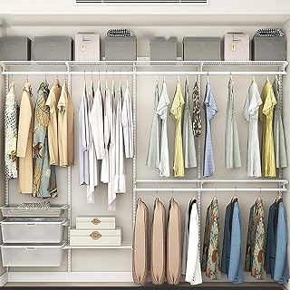 Closet Organizer System Wall Mounted Adjustable and Expandable Metal Wire Shelving Clothes Hanging Rods High load-bearing capacity for Home Closet Laundry Mudroom F,W2.7M*H2.1M*D0.45M