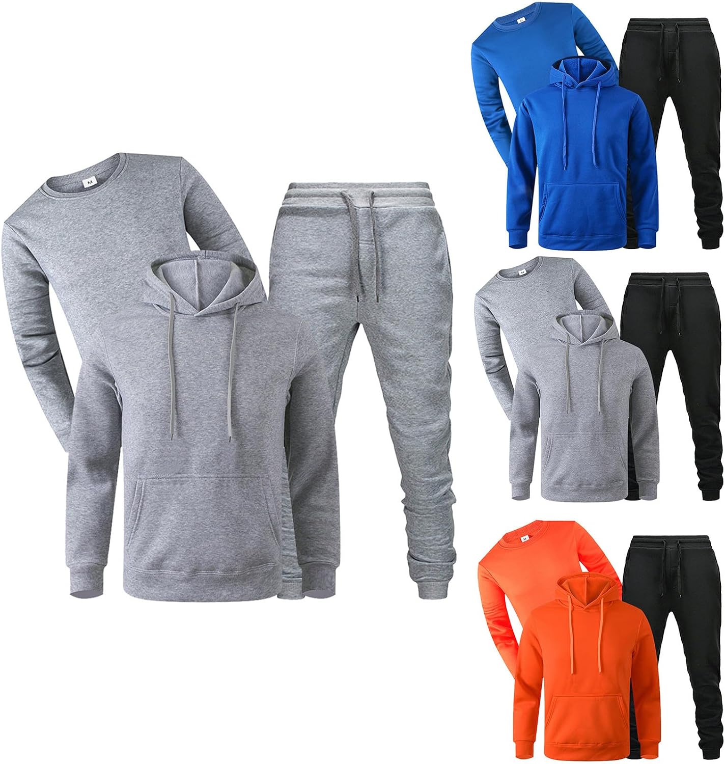 Track Suits Mens 3 Pieces Set Solid Color Pullover Sweatshirts Kangaroo Hoodie And Sweatpants With Pockets Fall Winter