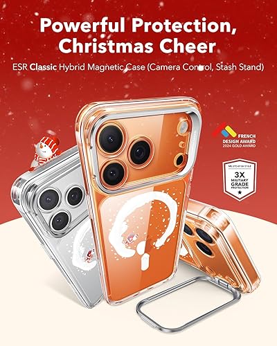 Vista 635 de ESR - Funda para iPhone 15 compatible con MagSafe, funda protectora de grado militar con soporte integrado, cubierta trasera resistente a