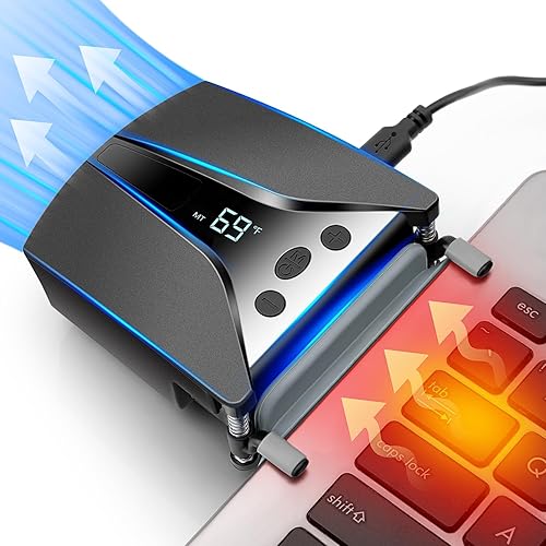 Almohadilla de enfriamiento para laptop, enfriador para laptop con pantalla de temperatura, enfriamiento rápido, detección automática de