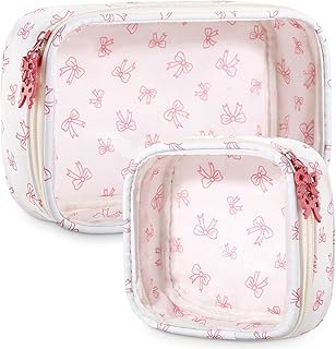 Kacctyen 2 bolsas de maquillaje con lazo rosa...