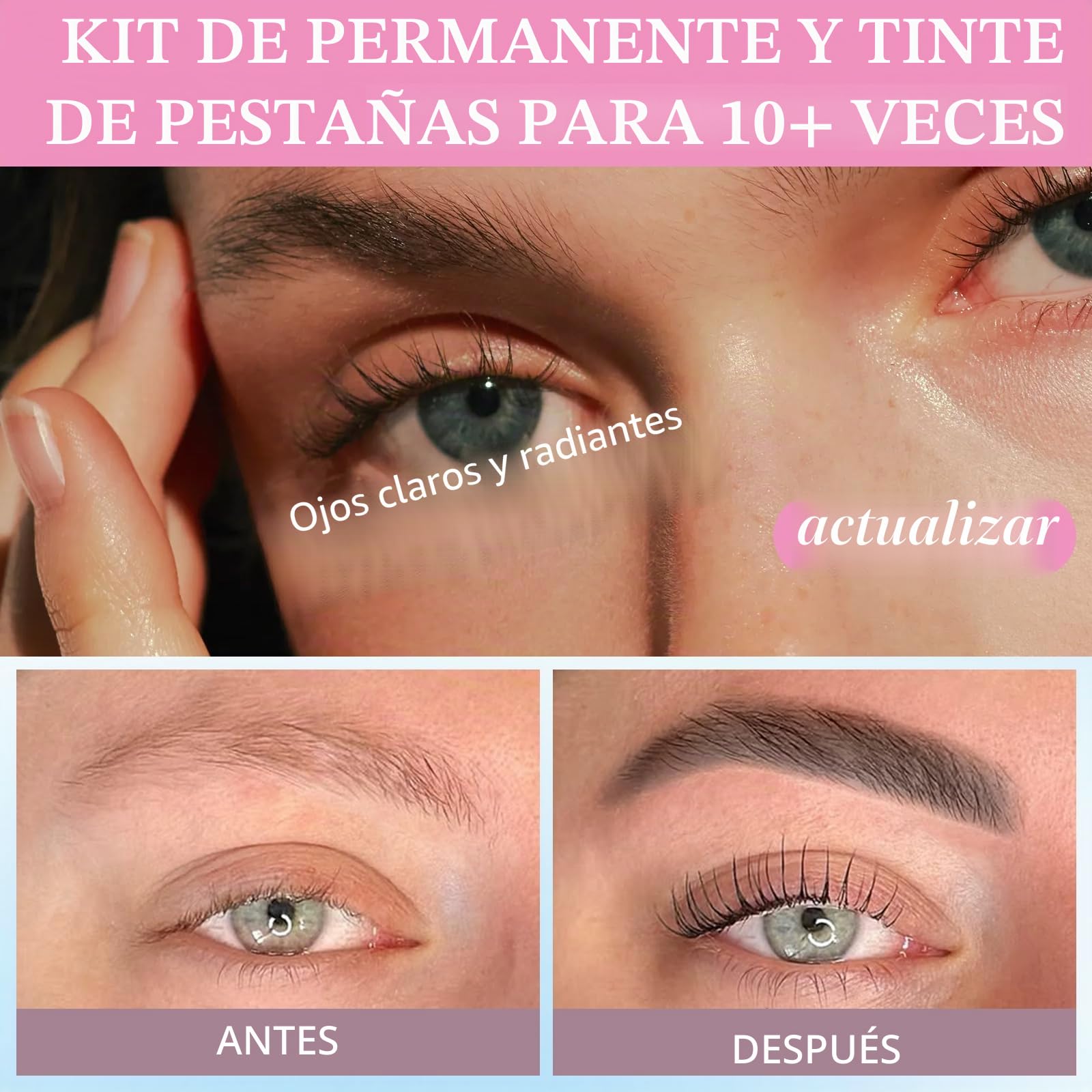 Lifting Pestañas Kit, Lash Lift Kit y Tinte Pestañas, Kit 2 en 1 de Lifting Pestañas para Salón en Casa, Diseño Tubular, 6 Almohadillas para Todas las Formas de Ojos