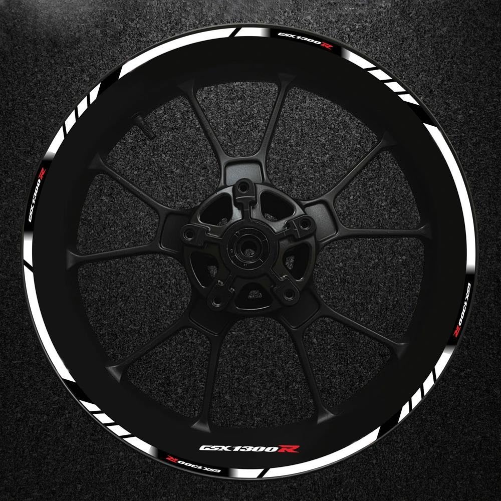 Decorative Stickers for Suzuki Gsx-r1300 for Hayabusa GsxR1300r Wheel Hub Stickers, Tire Rims, and Rim Modification Reflective Motorcycle Set of Decals(White)