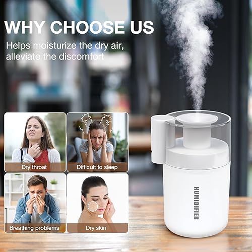 Miniatura 8 de Mini humidificador portátil, 6.1 fl oz USB Cool Mist pequeños humidificadores para dormitorio, humidificación personal de escritorio para coche,