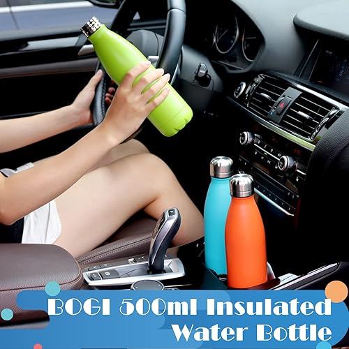 Miniatura 5 de Botella Bogi con aislamiento térmico al vacío de doble capa, capacidad de 17 oz, hecha con acero inoxidable, a prueba de fugas, mantiene sus bebidas