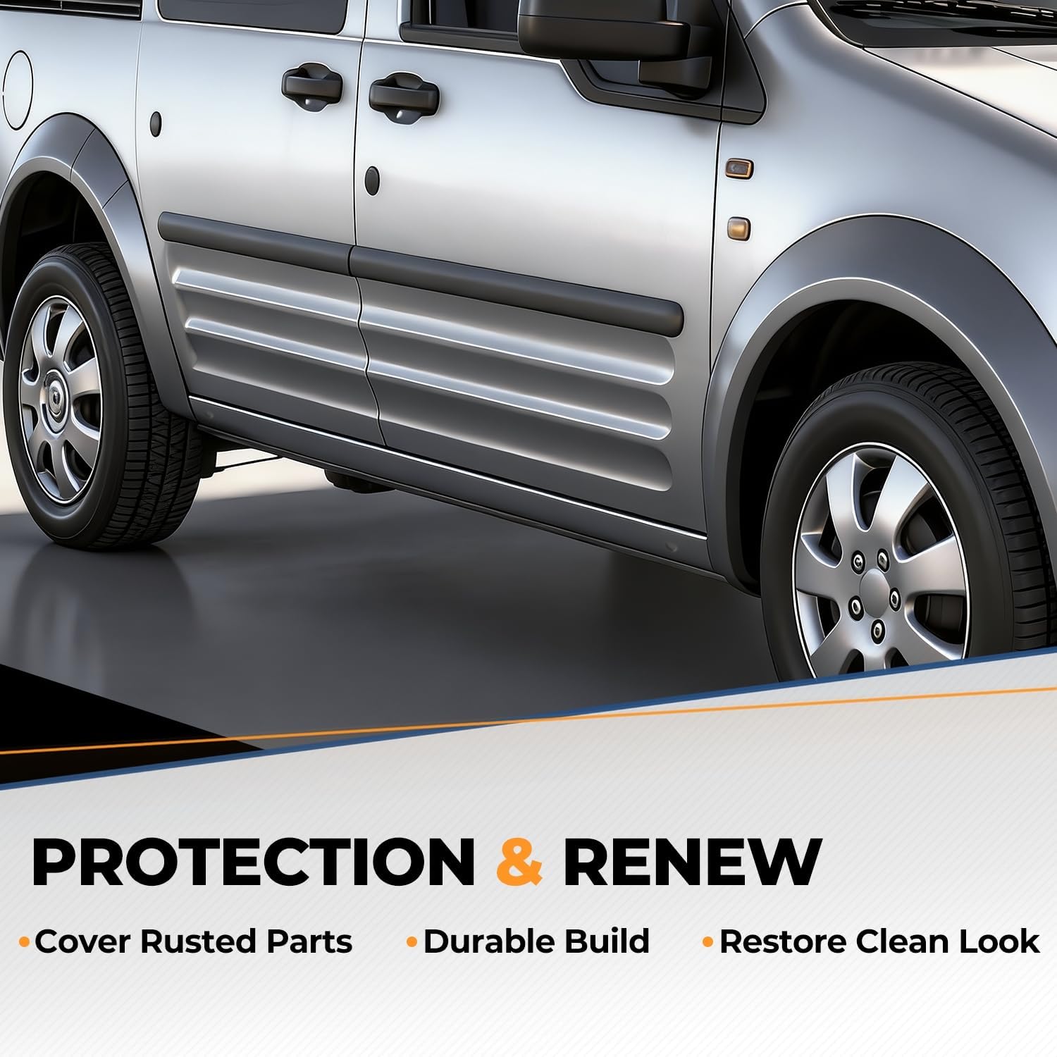 Auto Dynasty Pair of Outer Rocker Panels Guard Compatible with 2010-2013 Ford Transit Connect, Left and Right Side, Primered White