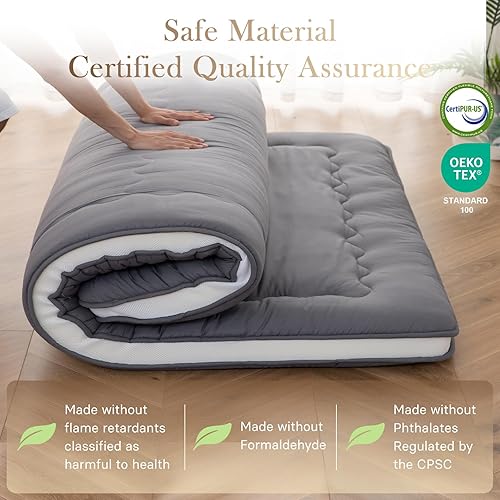 Miniatura 5 de Auemtyn Colchón japonés de suelo, colchón de futón japonés de 4 pulgadas, futón Shiki plegable y portátil (shikibuton), tapete de tatami grueso