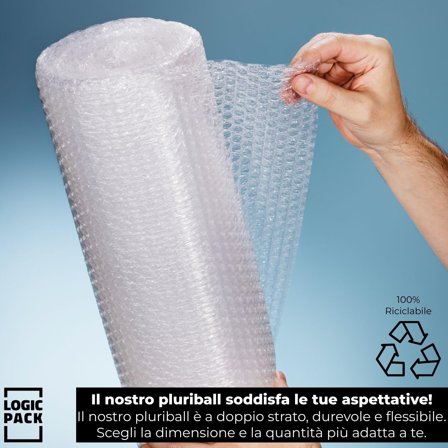 2x Pluriball per Imballaggio e Spedizione - Rotolo Millebolle 100 m x 30 cm - Film Protettivo a 2 Strati Antistrappo e Antiurto - Ideale per Trasloco, Trasporto e Oggetti Fragili