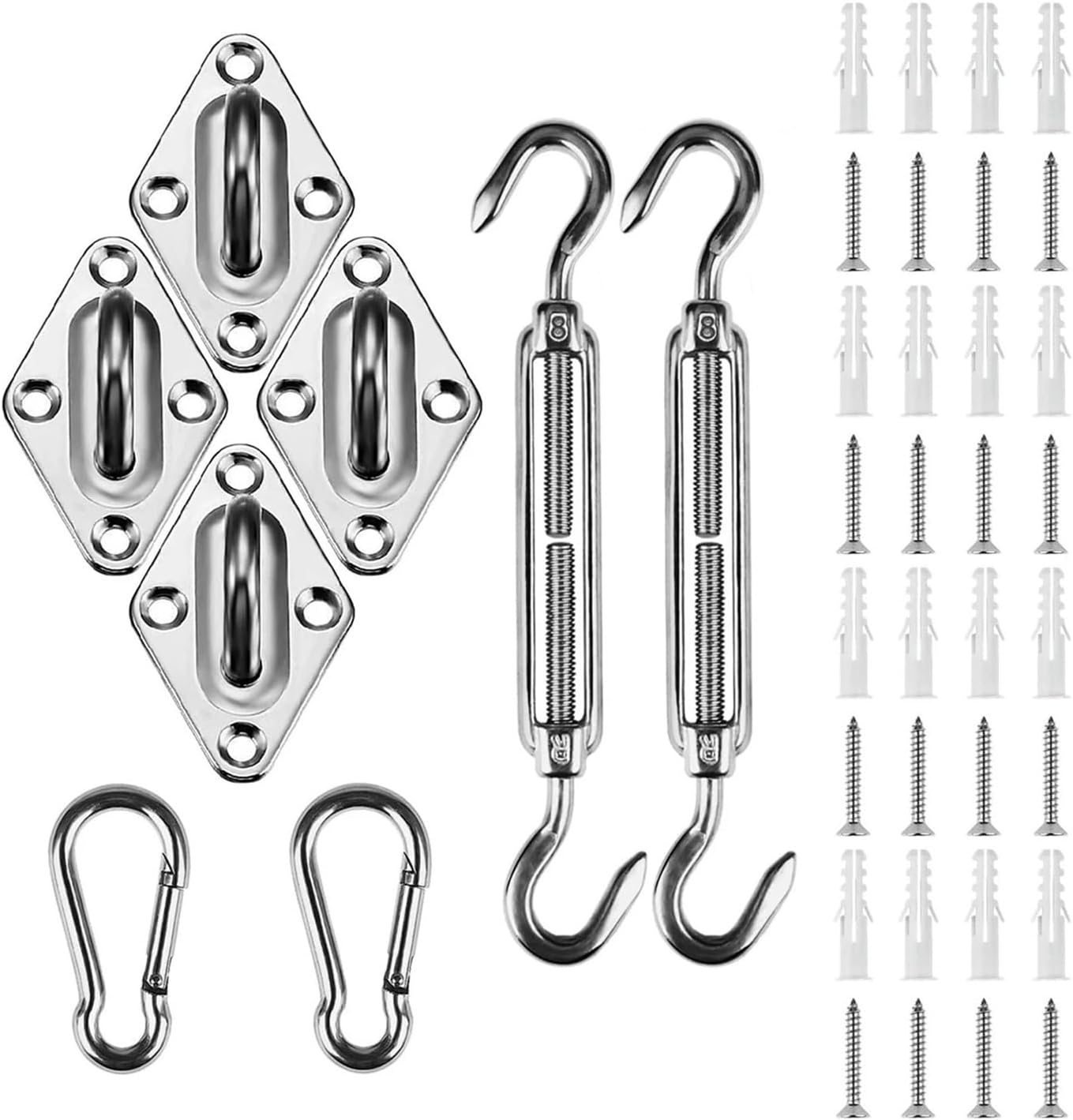 Shade Sail Hardware Kit Stainless Steel Shade Sail Hardware Kit for Rectangle & Square Sun Installation Patio Garden Outdoor for Outdoor