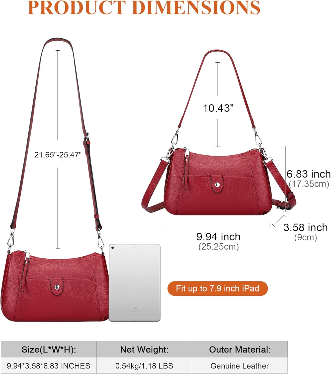 Over Earth Genuine Leather Small Hobo Crossbody Bags for Women Shoulder Purses and Handbags - Image 6