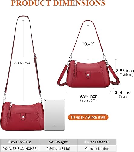 Miniatura 6 de Over Earth Genuine Leather Small Hobo Crossbody Bags for Women Shoulder Purses and Handbags