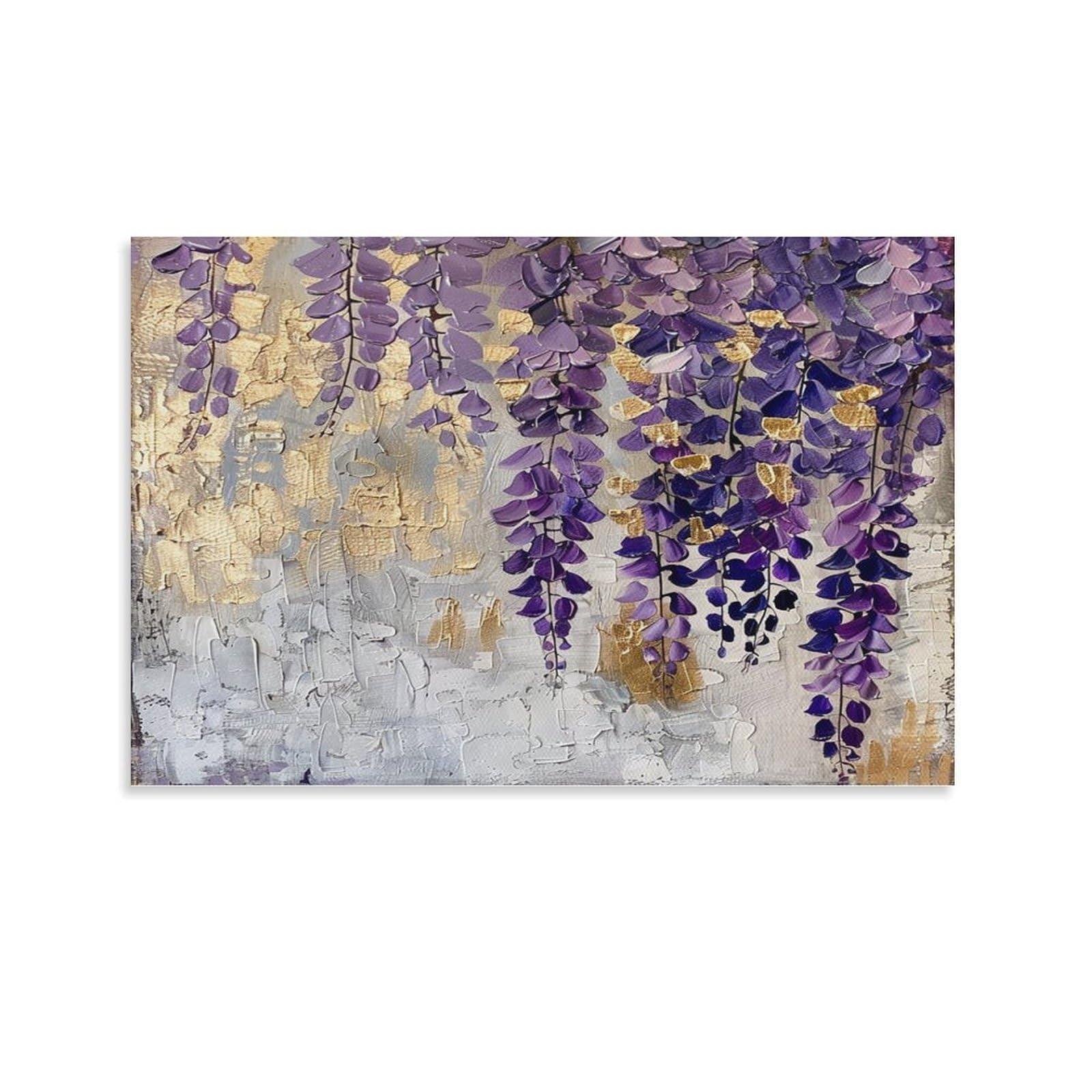Euumkoo Unframed Rustic Flower Canvas Wall Art, Watercolor Wisteria Floral Painting Picture Painting On Canvas, Print Poster Decoration Artwork For Home Living Room Bedroom Wall Decor Unframe 24X36inch(60X90cm)
