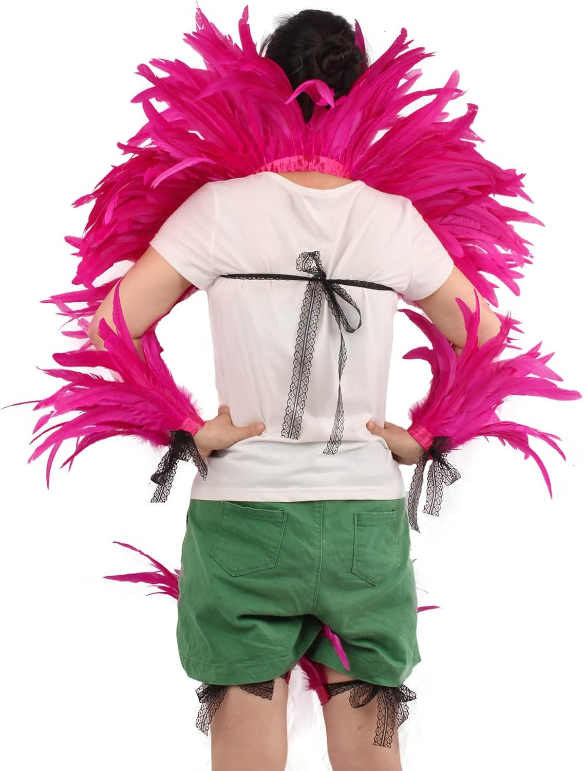 QI@XIA Feather Shawl 1 Pair of Wrist Cuffs and Leg Cuff for Women Witch Halloween Mardi Gras Cape Costumes Accessories