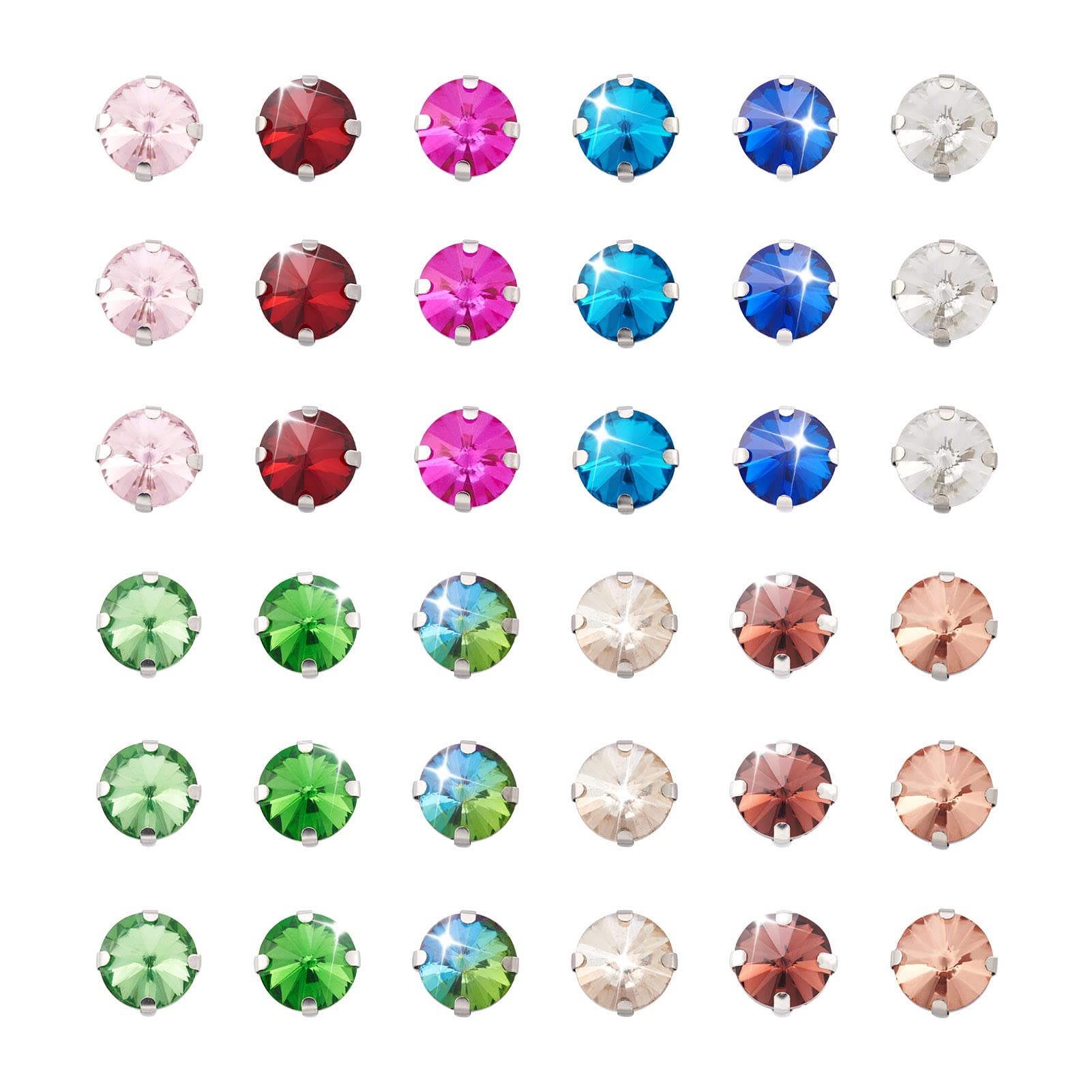 Cheriswelry 180pcs Sew on Rhinestone Faceted Glass Rhinestones Flatback Claw Rhinestones for DIY Dress Clothes Shoes Bag Decorations