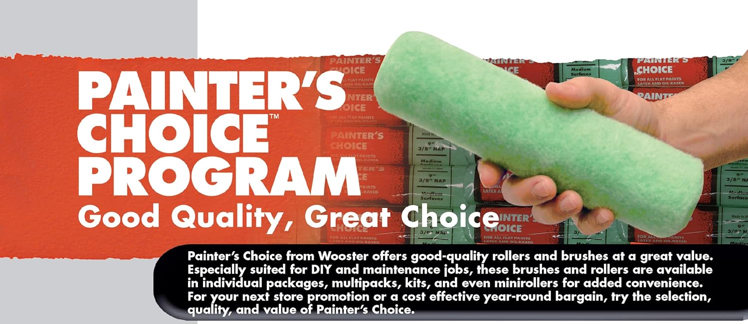 Wooster Brush R339 Painter's Choice 9 Inch Roller 3/4 Inch Nap - Pack of 12