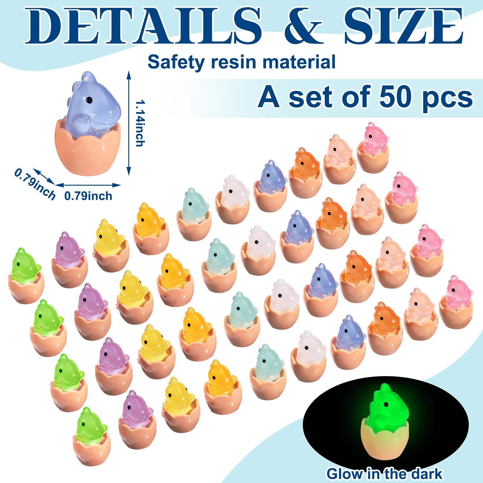 Snapklik.com : 50 Pcs Mini Resin Luminous Dinosaur Figures Glow In The ...