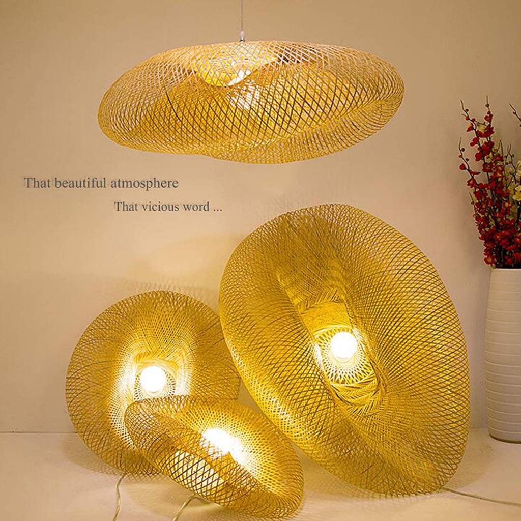 Vintage bambusowy rattanowy ręcznie robiony żyrandol, 80 cm, brązowy, salon, 50 x 25 cm, 60 x 38 cm, 80 x 55 cm, 100 x 55 cm
