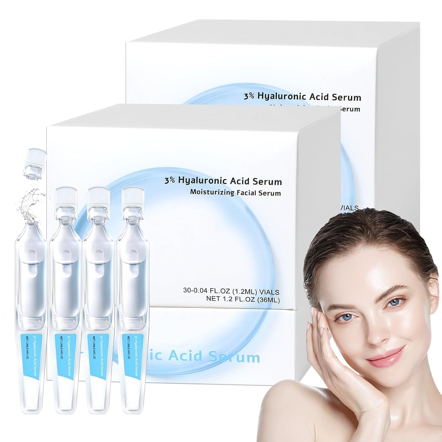 3% Hyaluronic Acid Serum Ultra-Hydrating Vials, Hyaluronic Acid Tubes, Hydrating Face Serum for Women Anti Aging (1.2ml * 60pcs) 3% Hyaluronic Acid Serum Ultra-Hydrating Vials, Hyaluronic Acid Tubes, Hydrating Face Serum for Women Anti Aging (1.2ml * 60pcs)