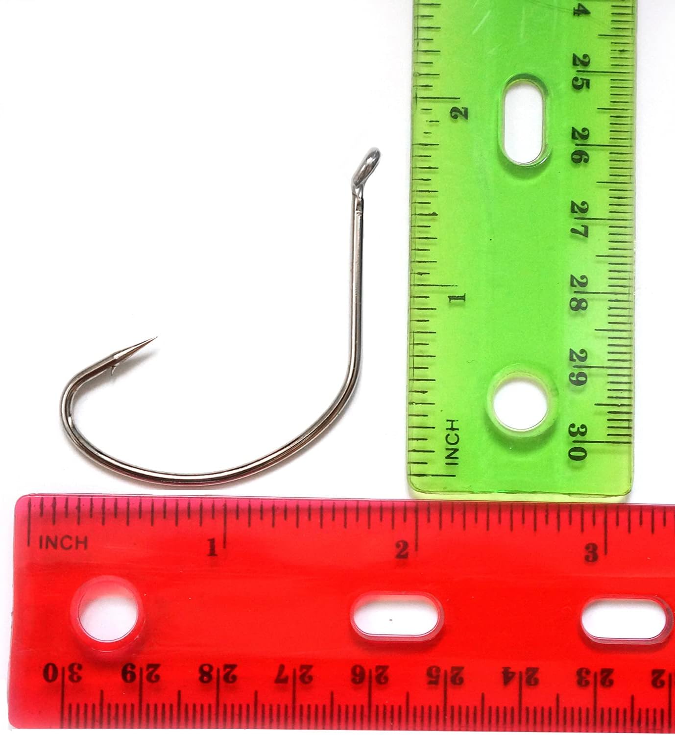 Qty 100 Size 7/0 Fishing 2X Strong Kahle Hook Nickel Wide Gap Turned-up Ball Eye Single Style Made of Hi-Carbon Steel