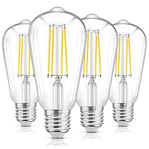 WIHTU LED Edison Light Bulbs Vintage 6W LED Bulb 60W Equivalent St58 4000K Daylight Soft White with CRI