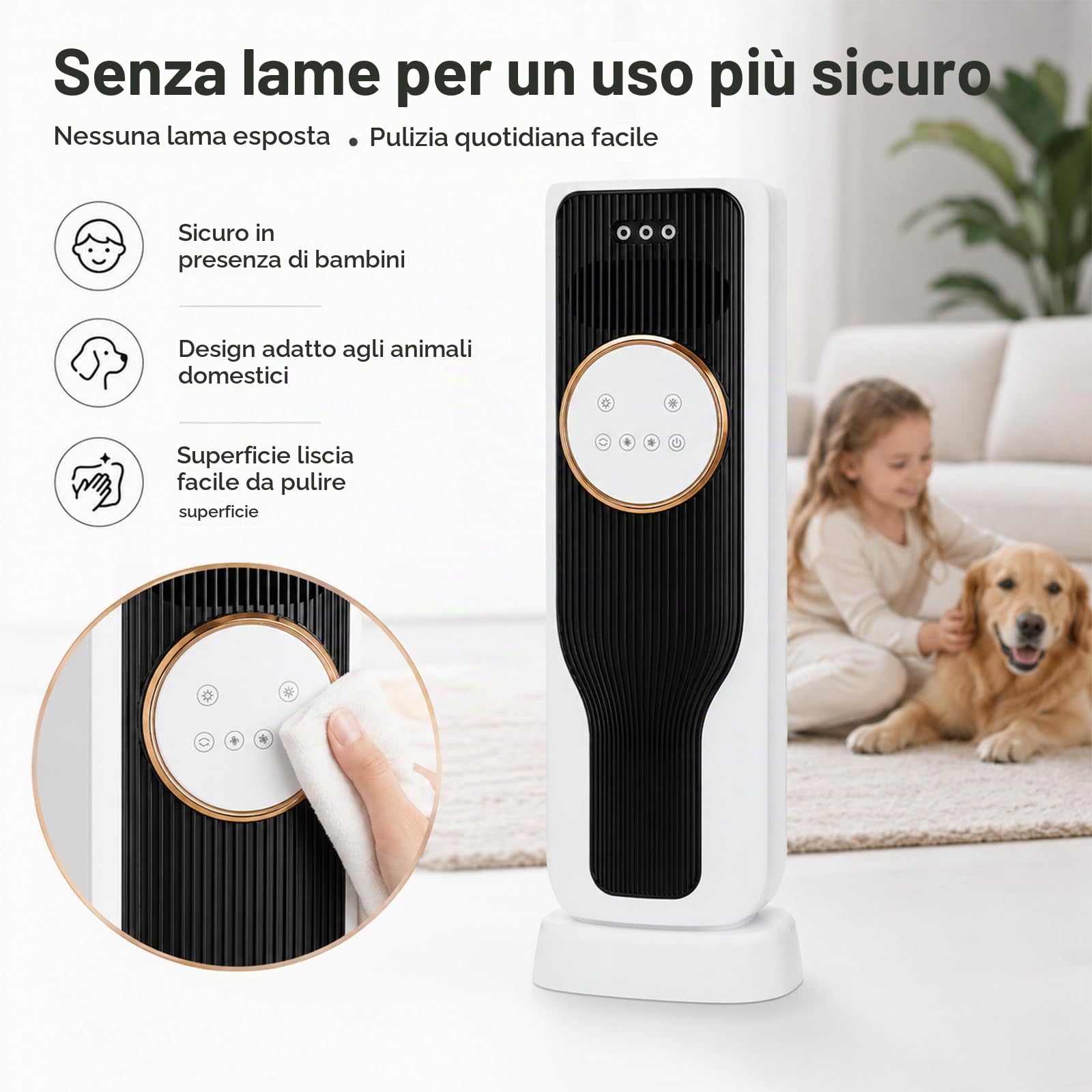 Climatizzatore Portatile con 5 Modalità Caldo e Freddo, Raffrescatore Evaporativo con Oscillazione 180° e Serbatoio 3L, Raffrescatore d’Aria per Casa Ufficio Soggiorno e Camera Da Letto (Bianco)