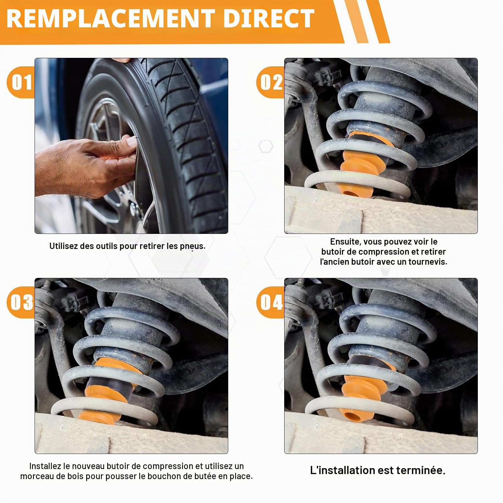 2 x Butée de Suspension Arrière, pour Citroën C4 Picasso/Grand Picasso 2006-2013 Citroën Berlingo (B9) 2008-2018 Peugeot 5008 2009-2017 Ressorts d'arrêt de Suspension Arrière en Caoutchouc