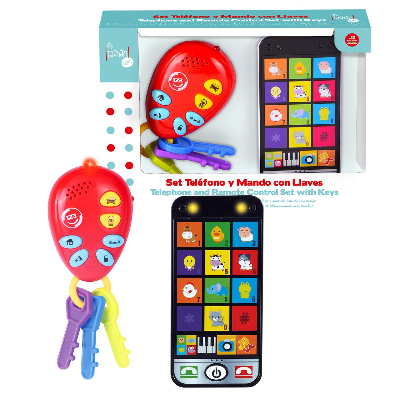 TACHAN - Set Llaves y teléfono bebé - Música y Sonidos - Juguete Primera Infancia - con Linterna (CPA Toy Group 782T00836)