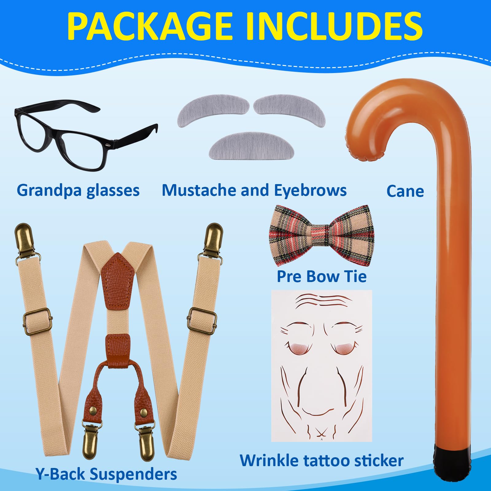 gyoyede Old Man Costume Set,World Book Day Costumes for Kids 2026 - Image 2