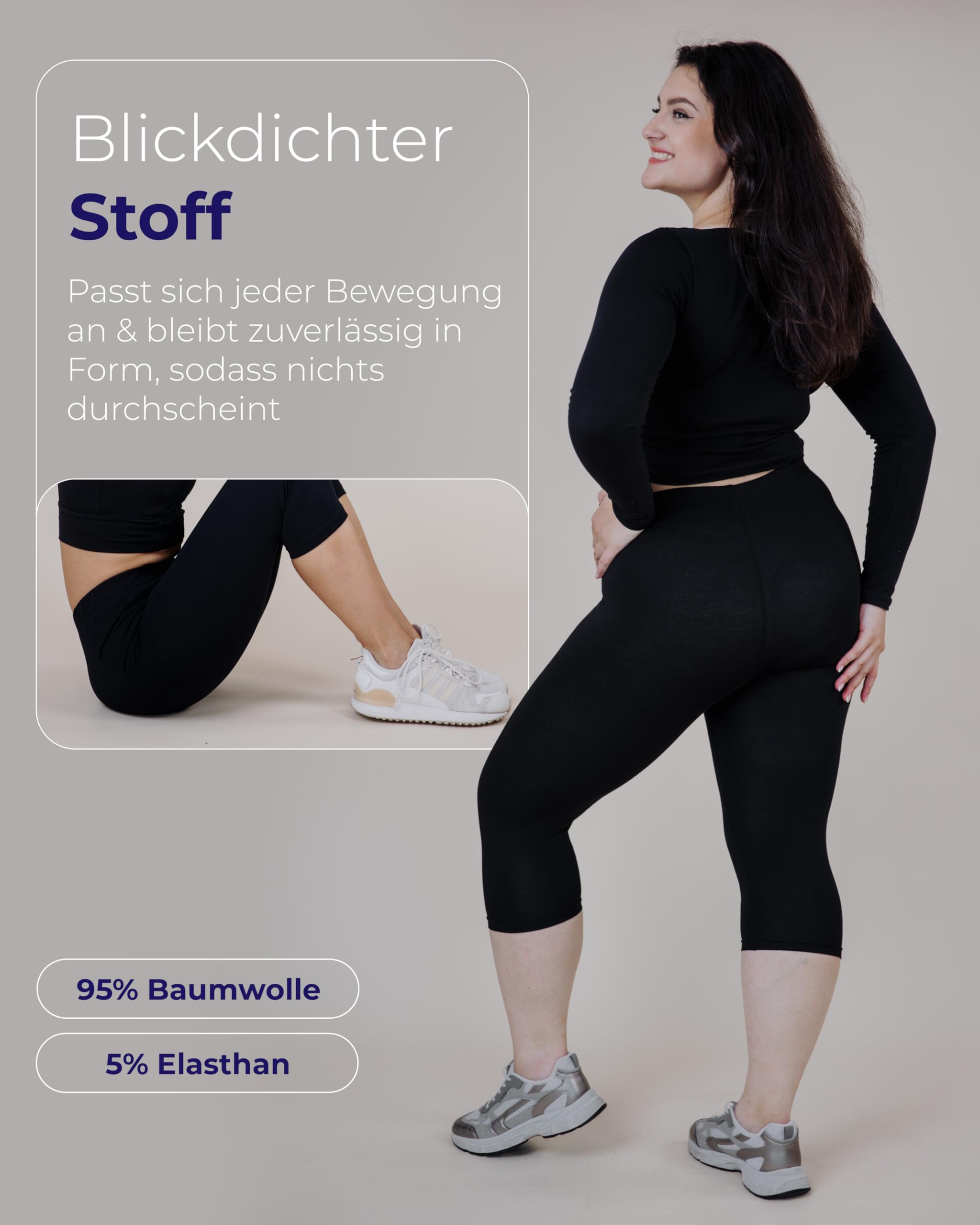SES Legginsy damskie Capri 3/4, 2 sztuki, bawełna