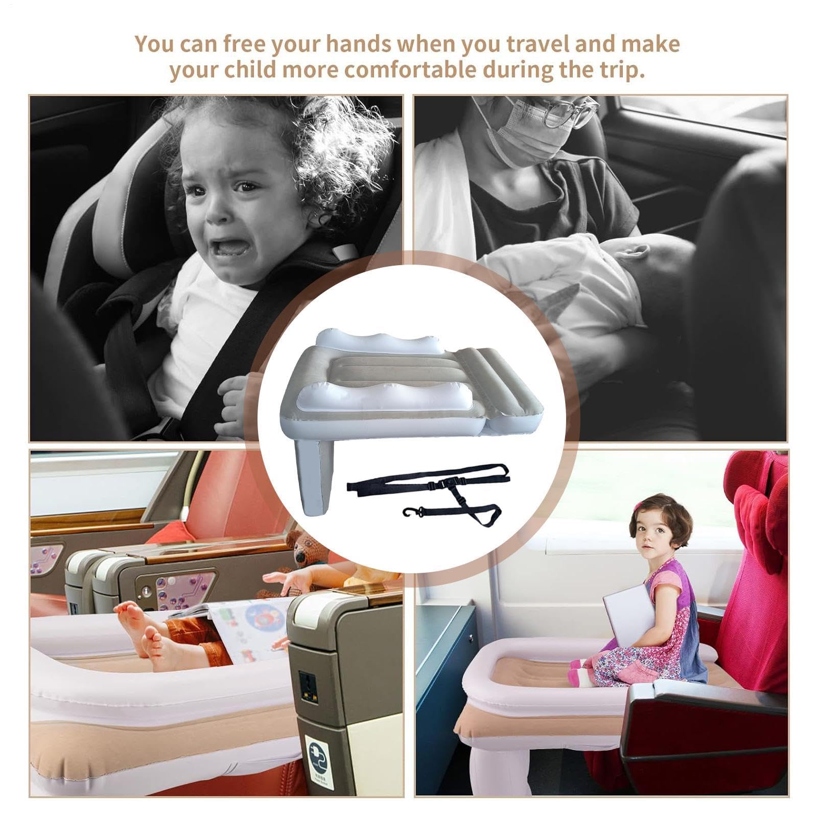 Aufblasbares -Reisebett, aufblasbares Flugzeugbett für Kinder - Luftmatratze Flugzeugsitzverlängerung | Luftmatratze mit hohen Seiten, tragbar und leicht, passend für Zug- und Autositze