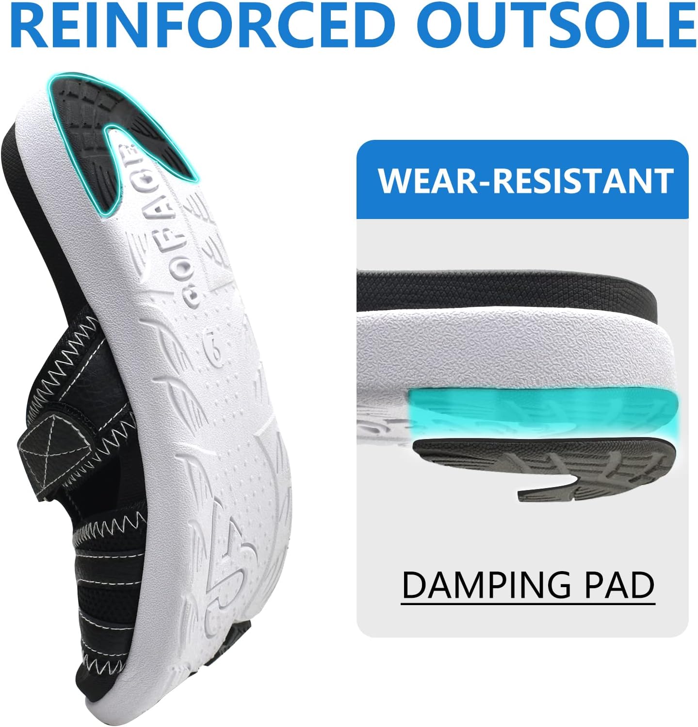 COFACE Mens Sport Recovery Sandals Plantar Fasciitis Soft Cushion Lightweight Orthotic Slides for Men - Image 6