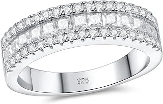 Moissanite Wedding Bands for Women Eternity Rings Round Princess Cut 925 Sterling Silver Engagement Anniversary Size 5-10