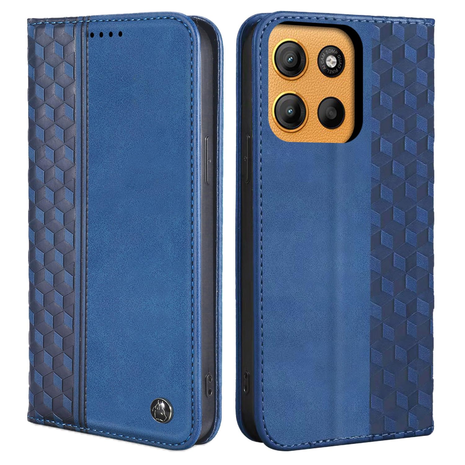 Étui Portefeuille DEDUX Pour Motorola Moto G15 4G – Cuir PU, Rabat Magnétique, Fentes Pour Cartes Et Fonction Support – Bleu Foncé