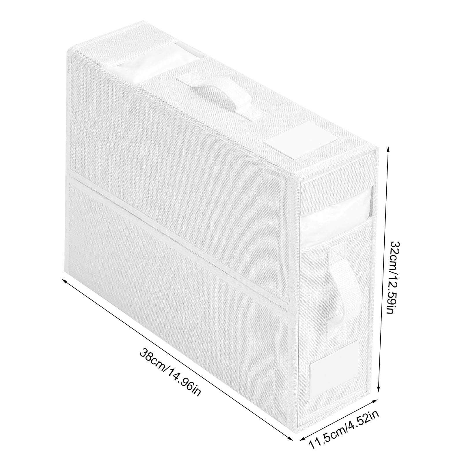 Bed Sheet Organiser, Foldable Closet Organizer for Under Bed, Folding Bedding Cover Storage Bag Box, 2 Visual Windows Closet Containers and Organizers for Sheets, Blankets, Clothes (White 2 Pack) - Image 2