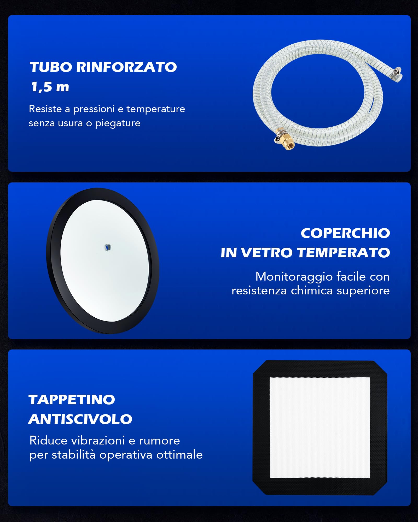 Orion Motor Tech 7.6L Camera a Vuoto 100 L/min con 3.5 cfm Pompa, 186W Pompa con Camera Vuoto Coperchio in Vetro, Camera di Degasaggio Sottovuoto per e Degasaggio di Resina Siliconica