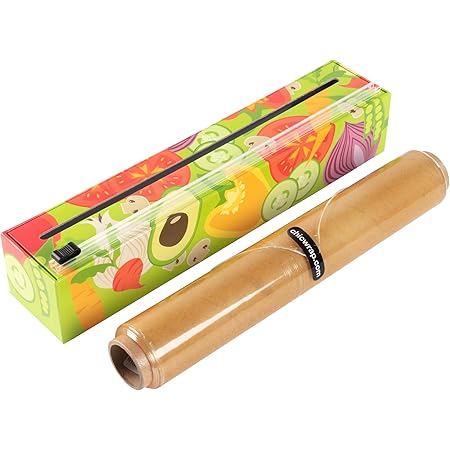 Chicwrap Veggies Refillable Plastic Wrap Dispenser with Slide Cutter and 250' of Professional BPA Free Plastic Wrap