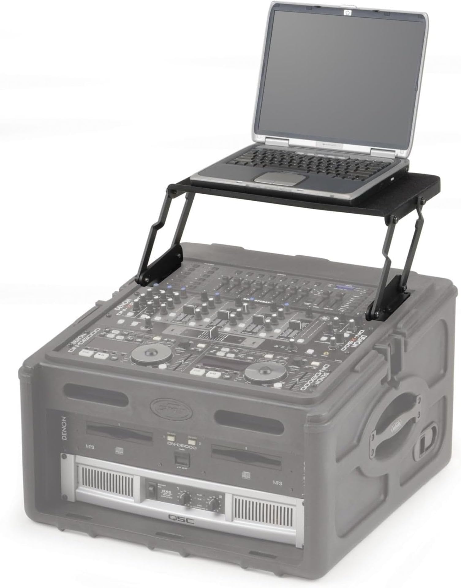 Retractable Audio Video Shelf Mount for Studio Music Equipment Storage, Rack Mount System for 8U Slant AV Racks and Stands, Black