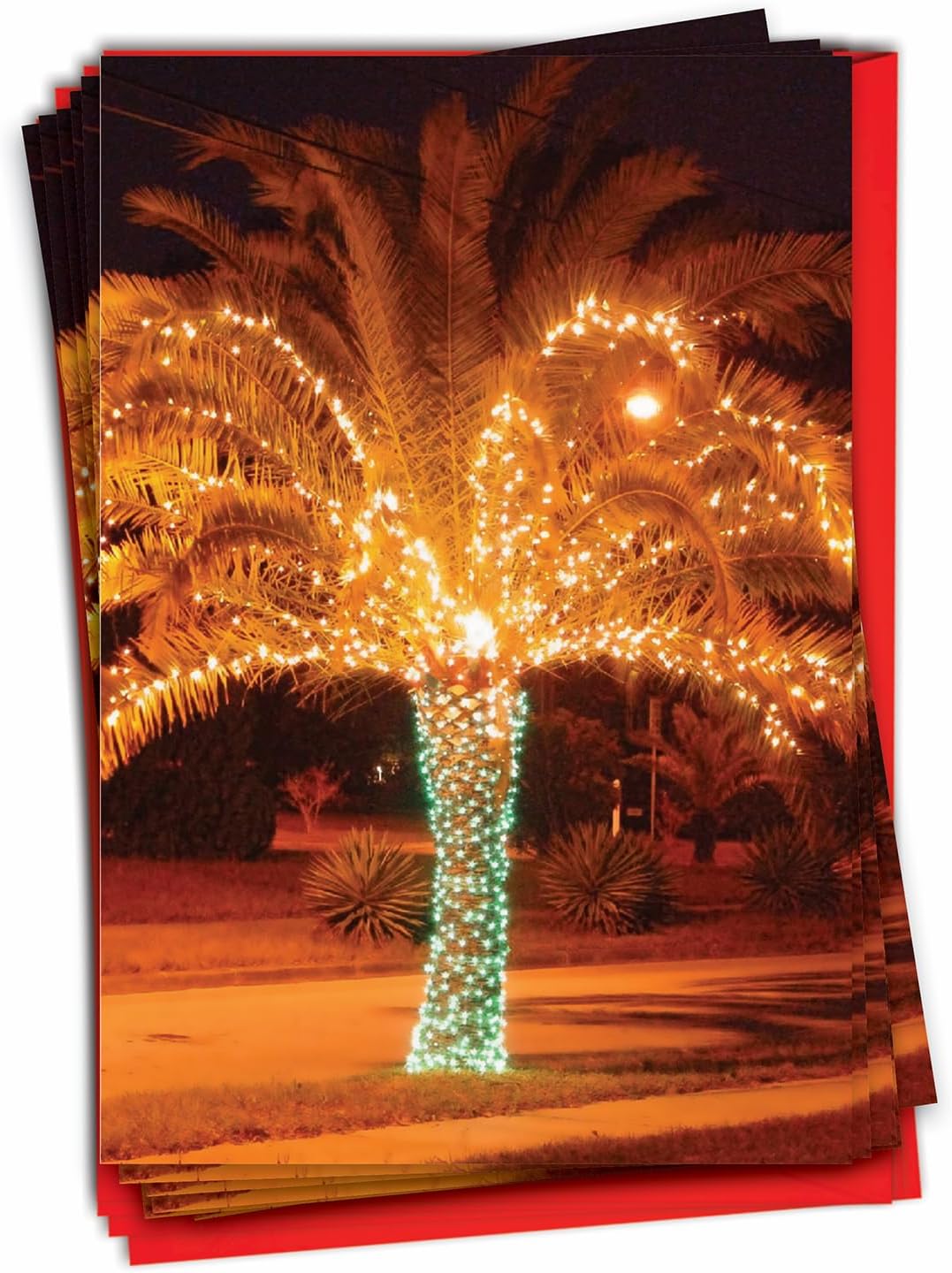 The Best Card Company Pack of 12 Christmas Cards with Envelopes, Holiday Humor for Men and Women (1 Design, 12 Cards) - Tropical Beach and Vacation Holidays, Bulk Set - Season's Beachin B6651EXSG