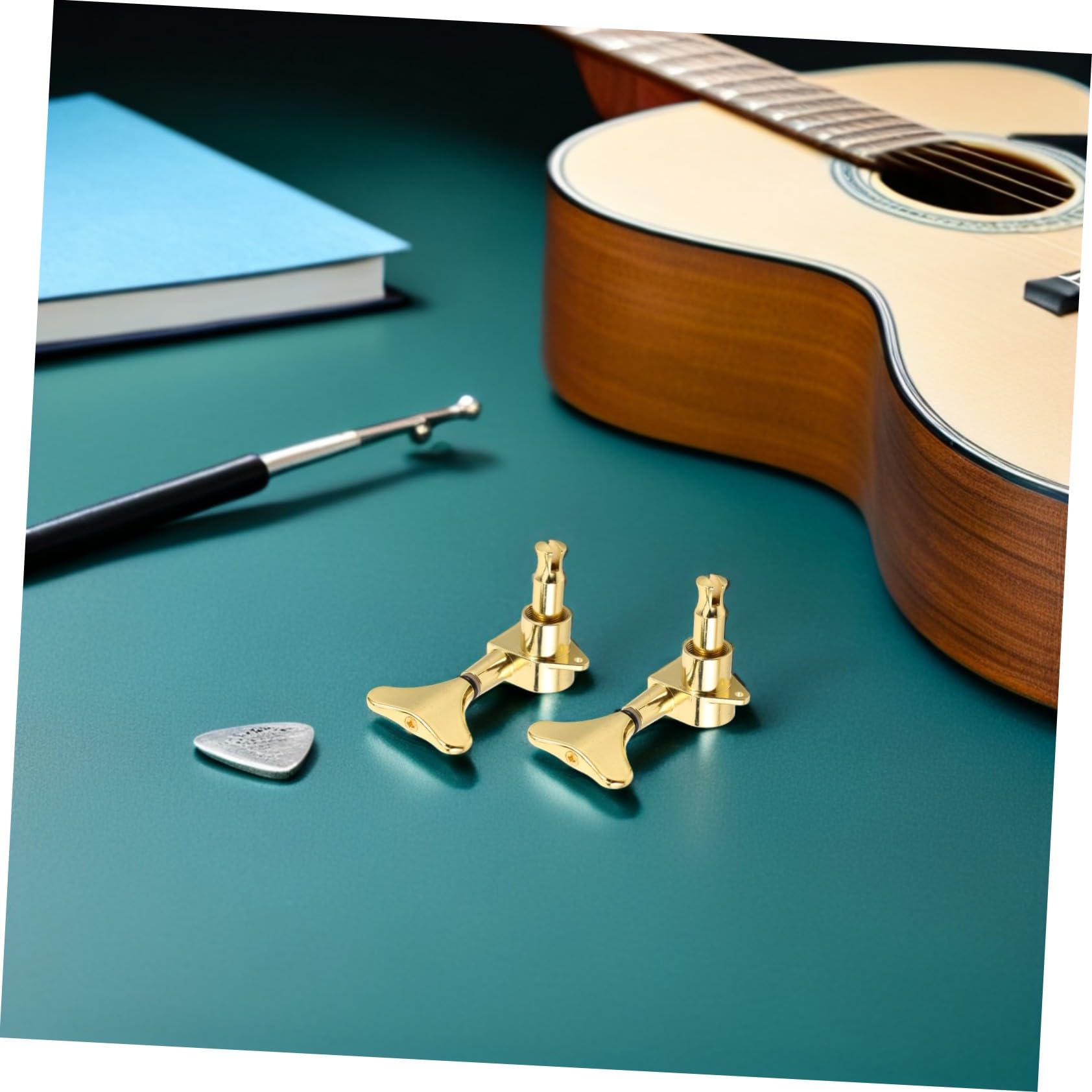 Toyvian 4 Pezzi Pioli di Accordatura per Basso Sigillati in Lega Dorata Tuning Pegs Completi per Riparazione e Upgrade di Chitarre Basso Precisione e Durata per Studio e Performance Live