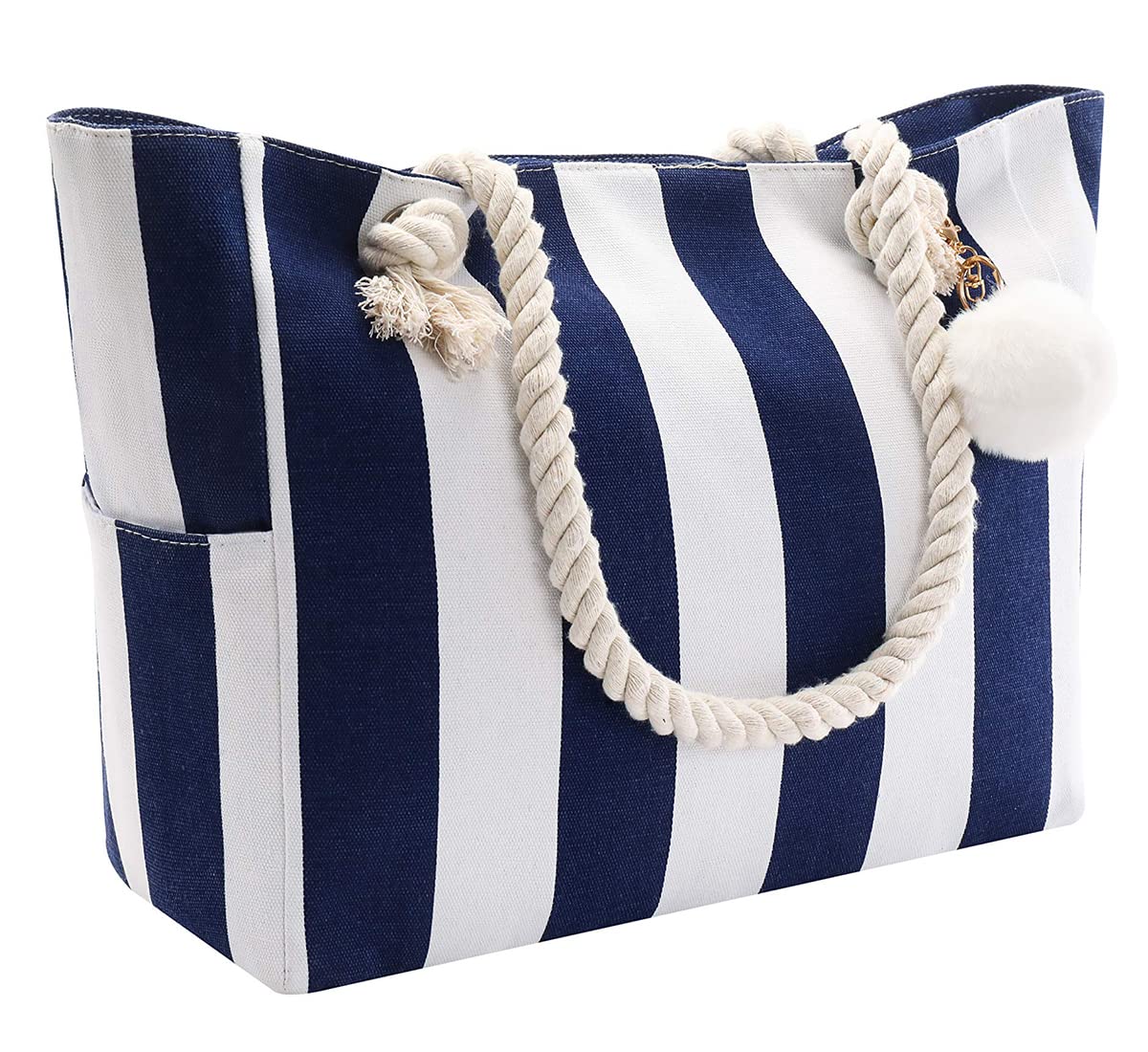 crazy bean Bolso de Playa Para Mujer Grande Bolso Shopper Bandolera con Cremallera Bolso Tote de Rayas Para Universitarias Organizador Bolsos Tela para Voyage