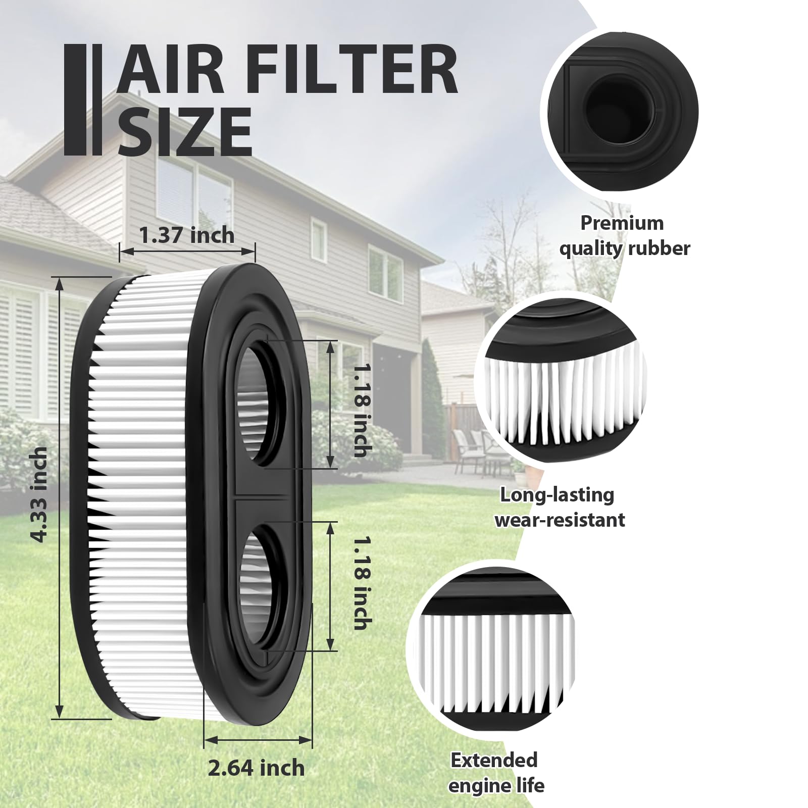 593260 Lawn Mower Air Filter 798452 334404 Replacement Accessories for Briggs & Stratton Lawn Mowers 500, 500E, 550E, 500EX, 550EX, 625E, 675, 625EX, 675EX, 675EXI, 725EXI Series Engines (2PCS)