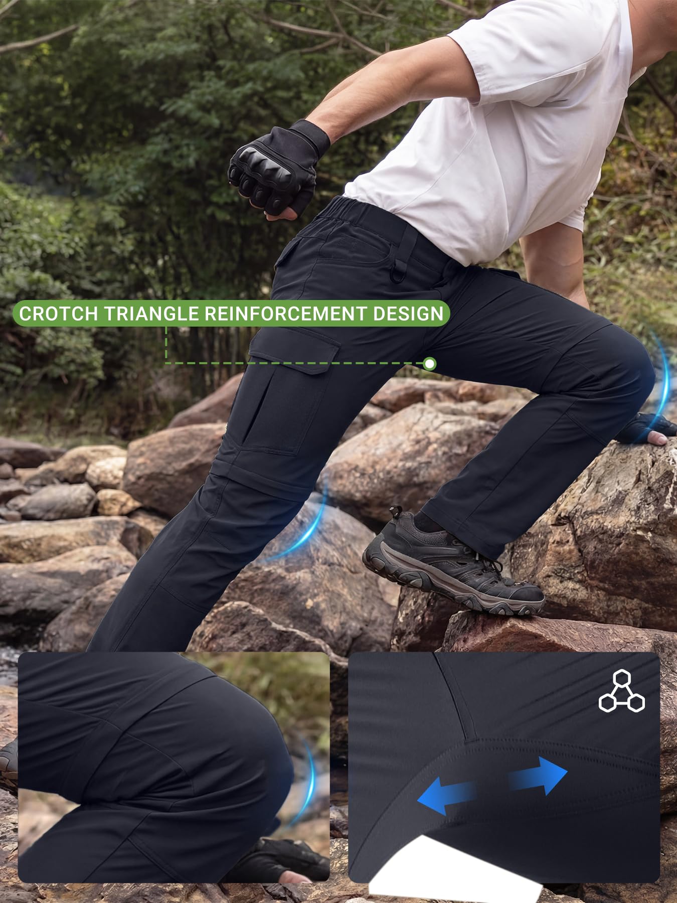 Pantalones de Senderismo Convertibles para Hombre, Impermeables, de Secado rápido, con Cremallera, Ligeros, tácticos, Multibolsillos, para Pesca al Aire Libre, Safari