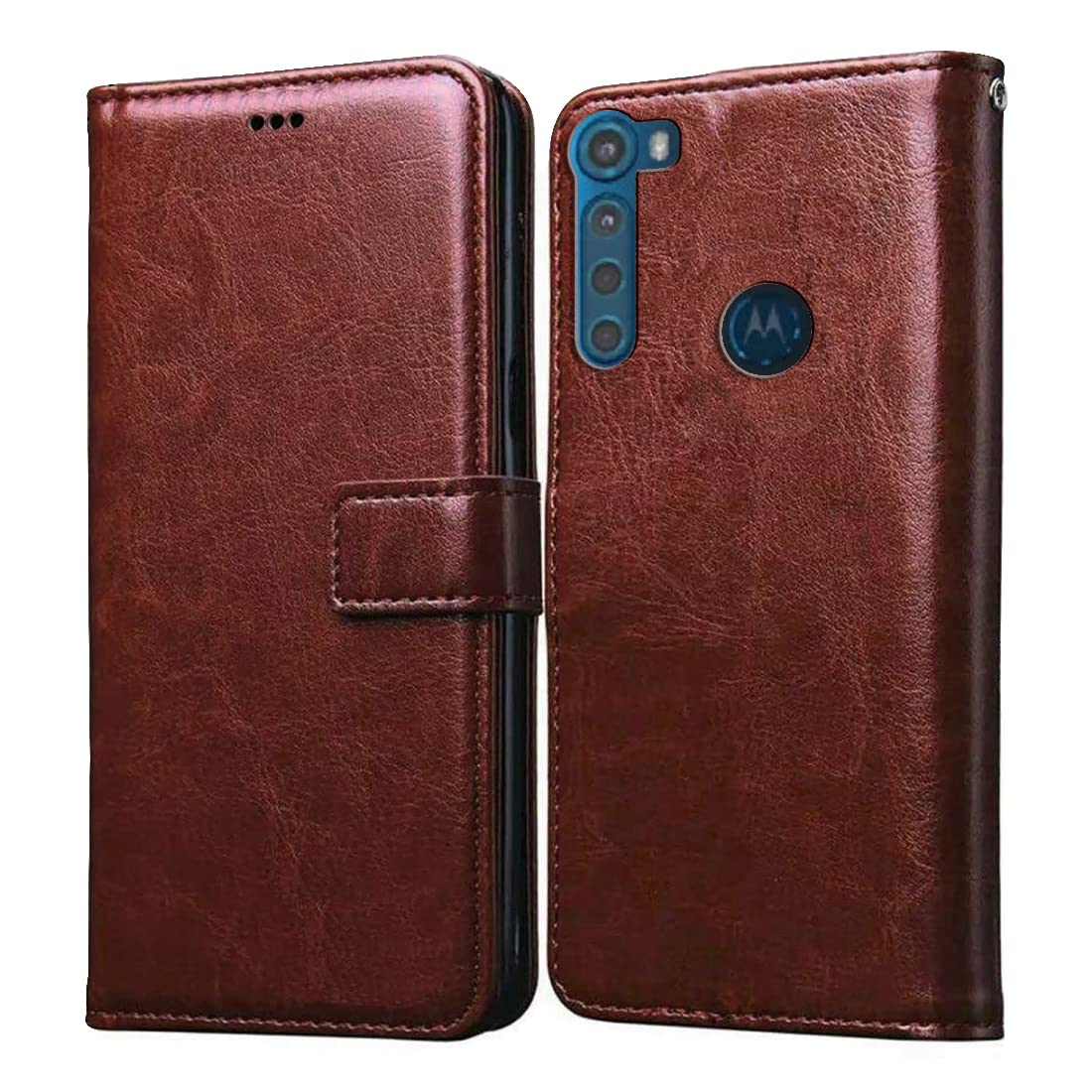 Flip Cover Back Case for Motorola One Fusion Plus | Premium Leather Finish | Inbuilt Pockets & Stand | Flip Cover Back Case for Motorola One Fusion Plus (Brown)