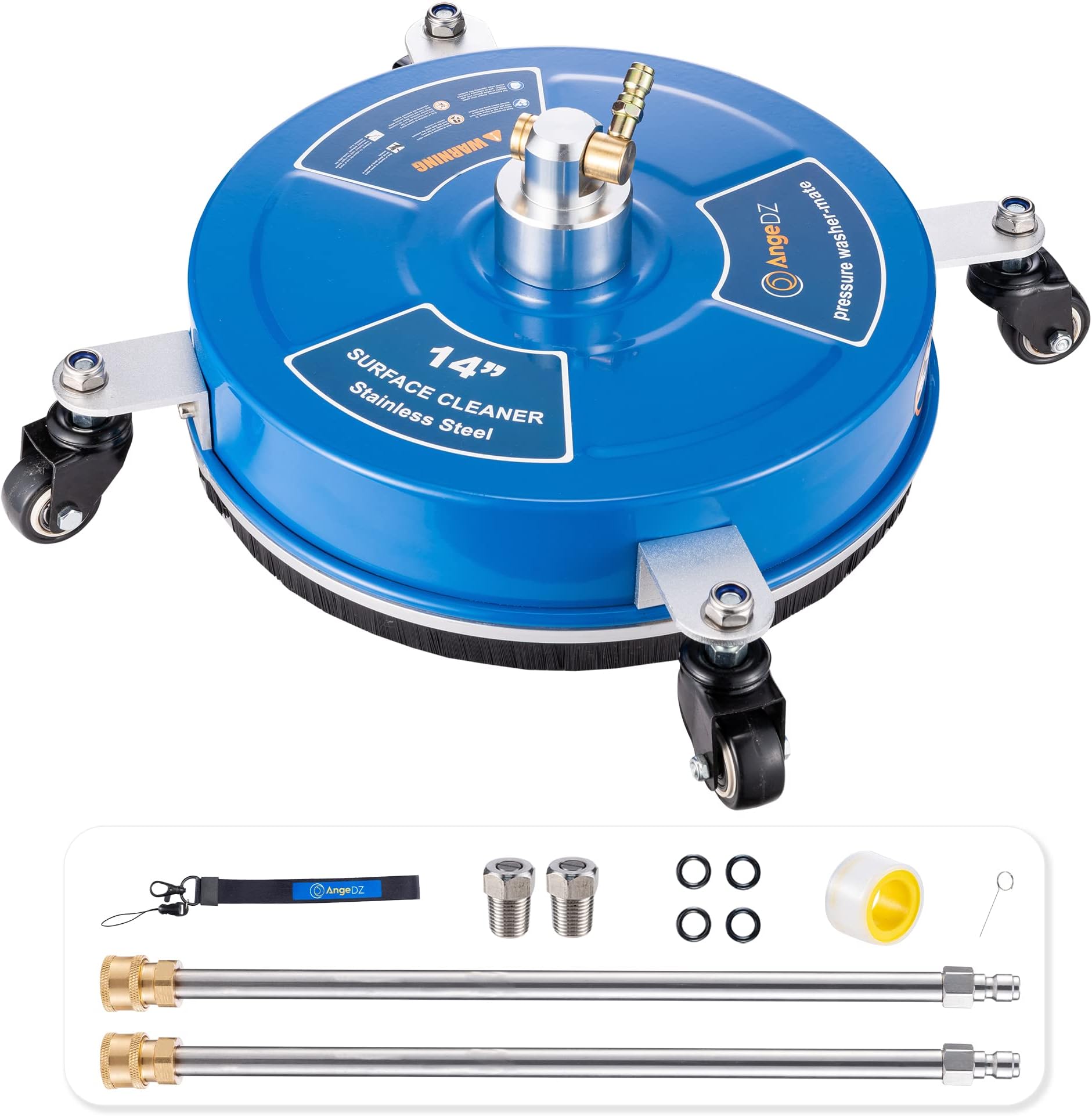 AngeDZ Pressure Washer Surface Cleaner with 4 Wheels, Power Washer Surface Cleaner Attachment for Concrete Driveway, Driven Flow Rate 2.0-4.0 GPM, Max 4000 PSI