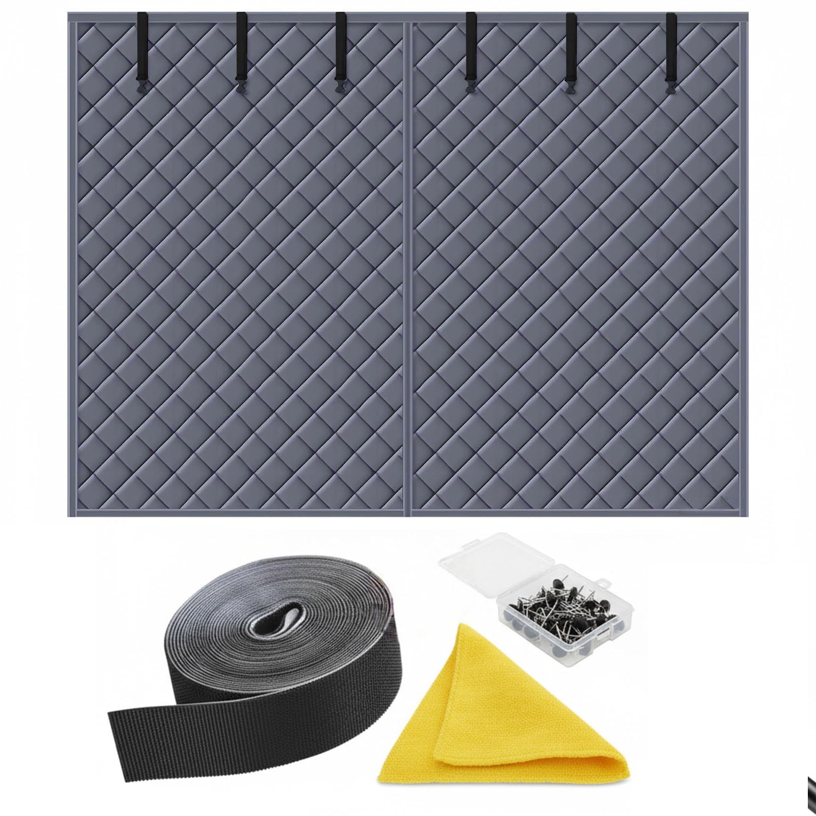 Joint magnétique thermique robuste pour garage et entrepôt, insonorisant, isolé, protection hivernale, housse en coton (gris pour porte de 225 x 215 cm)