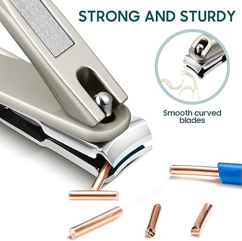 Miniatura 10 de Cortaúñas para personas mayores, cortaúñas rotativas de 360 grados con mango largo, ultra afilado, resistente, de acero inoxidable, resistente, para