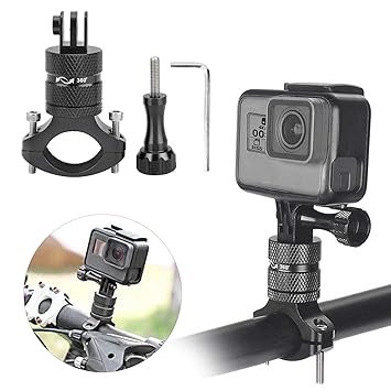 Action Camera Stand, Aluminium Alloy Durable Bike Action Camera Bracket, for Bike Motorcycle(Black)
